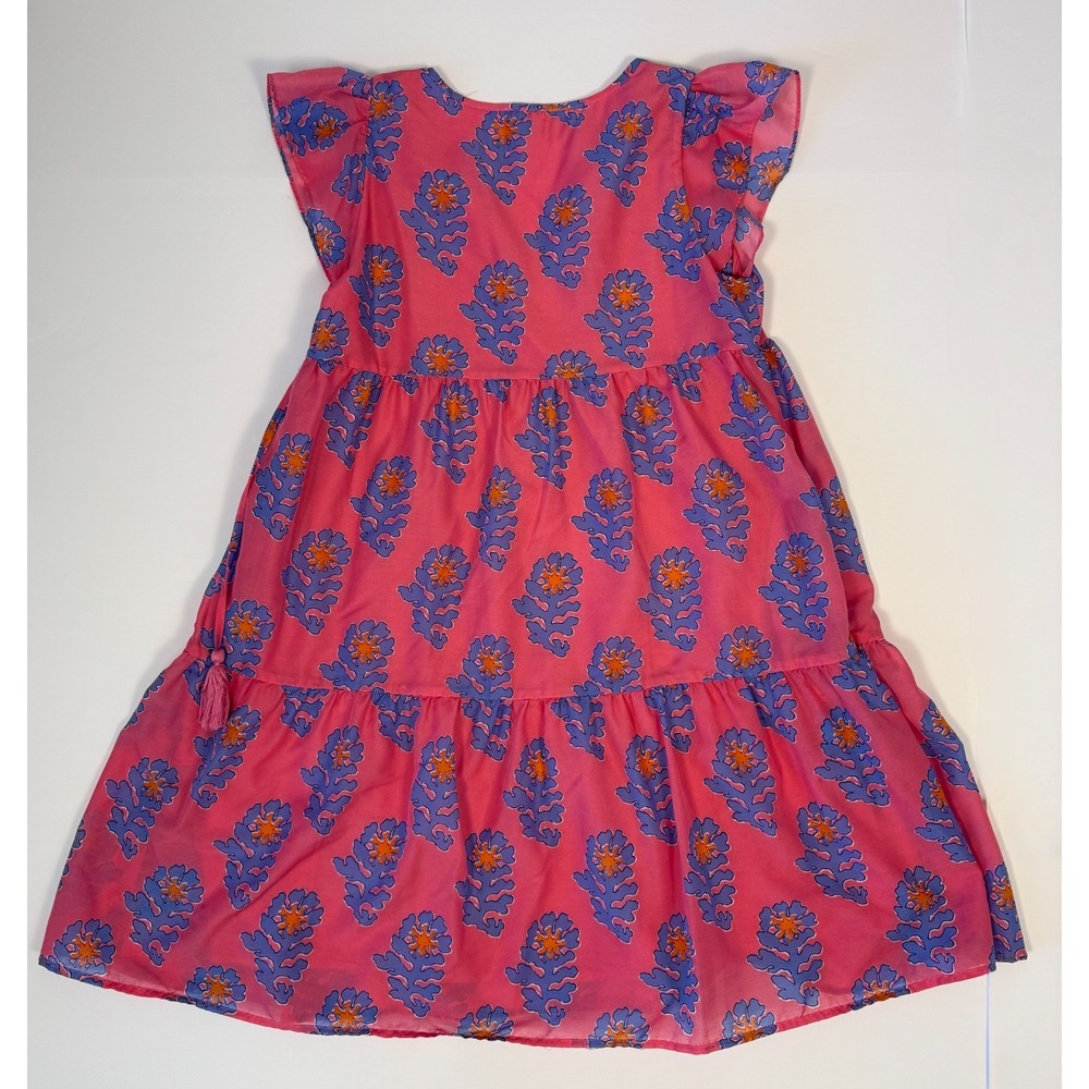 J Marie Piper‎ Ruffle Dress Pink Floral Tiered Mini Size Small Boho Summer - Picture 4 of 16